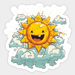 Happy Kawaii Sun. Smiling Sun Sticker